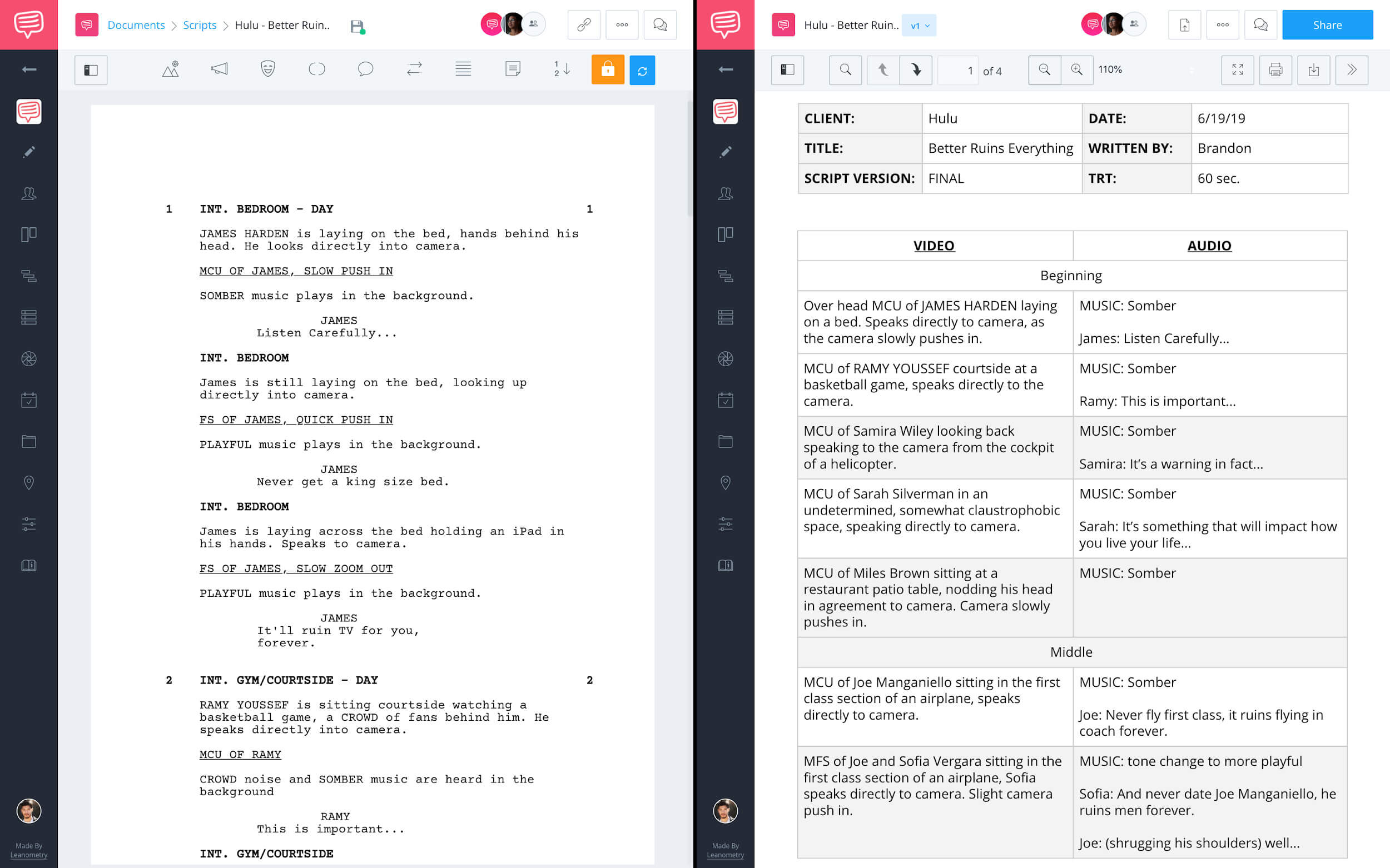 Documents page screenplay - Media library av script