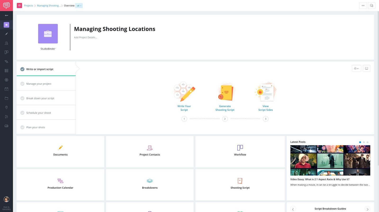 How to Manage Shooting Location - Project Overview Page