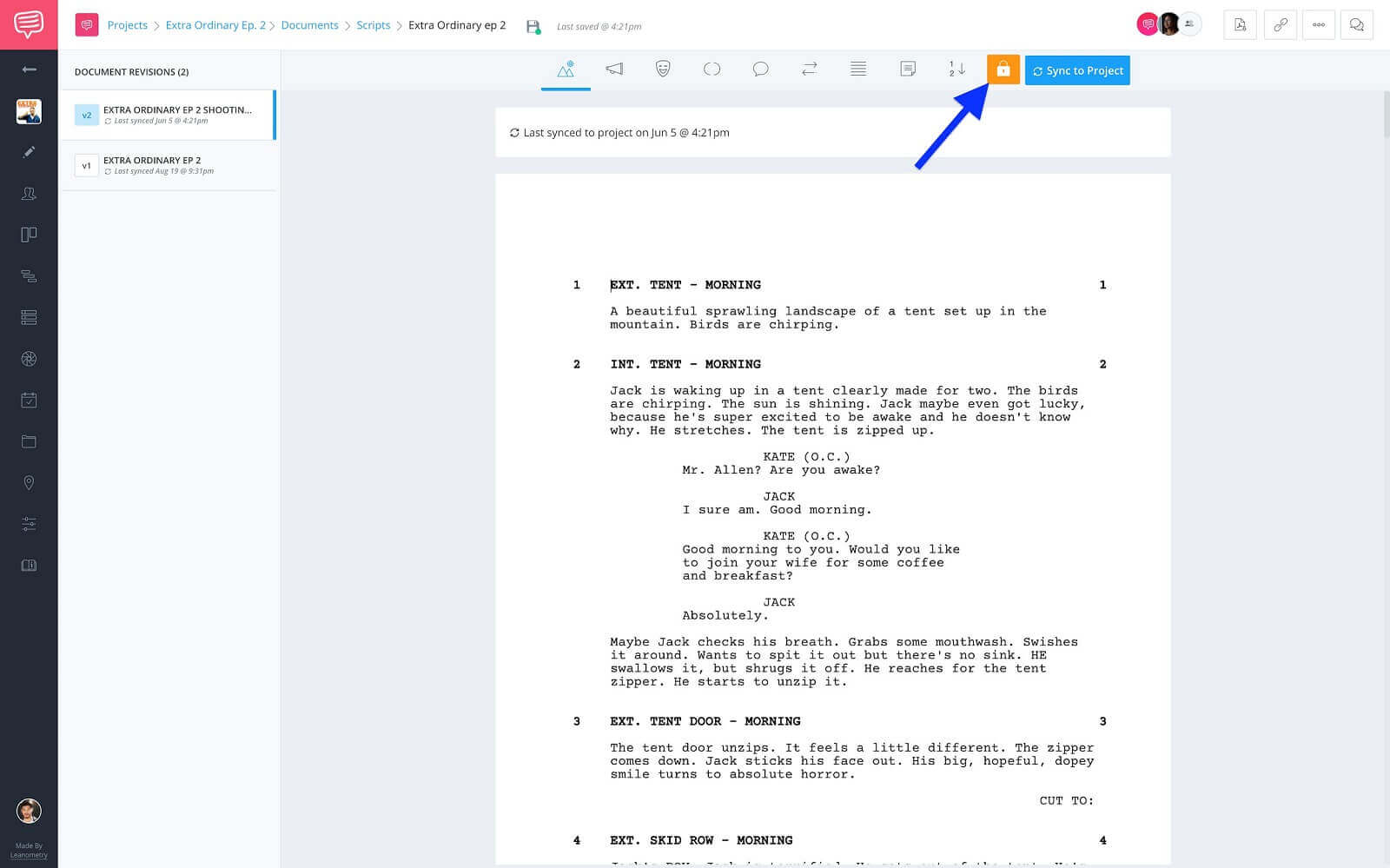 Screenwriting Page - Locked Script