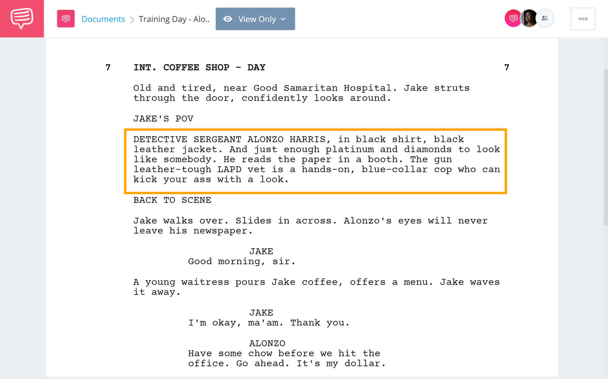 Training Day Script Teardown - Alonzo Harris Introduction - StudioBinder Screenwriting Software