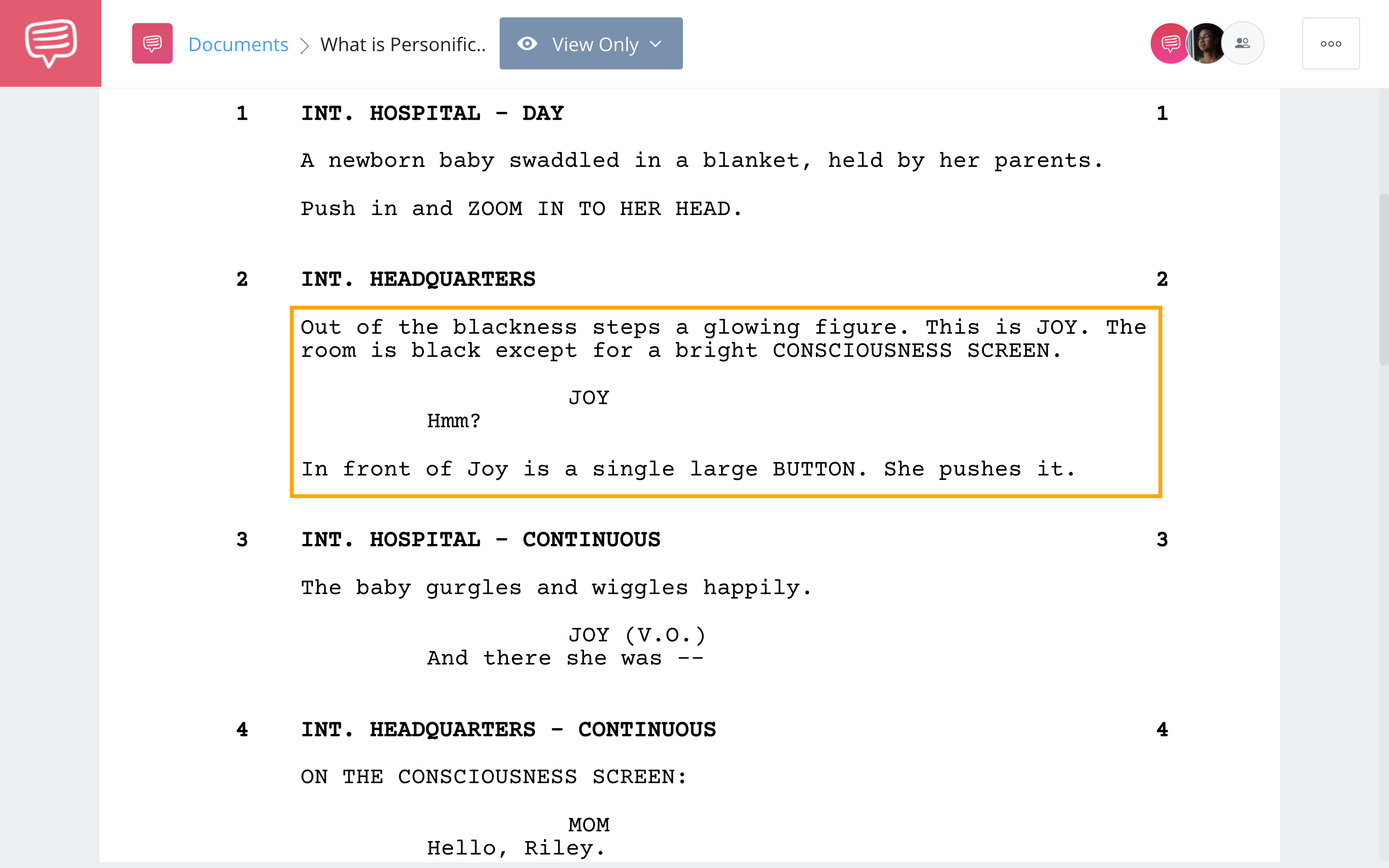 What is Personification Inside Out Example StudioBinder Screenwriting Software