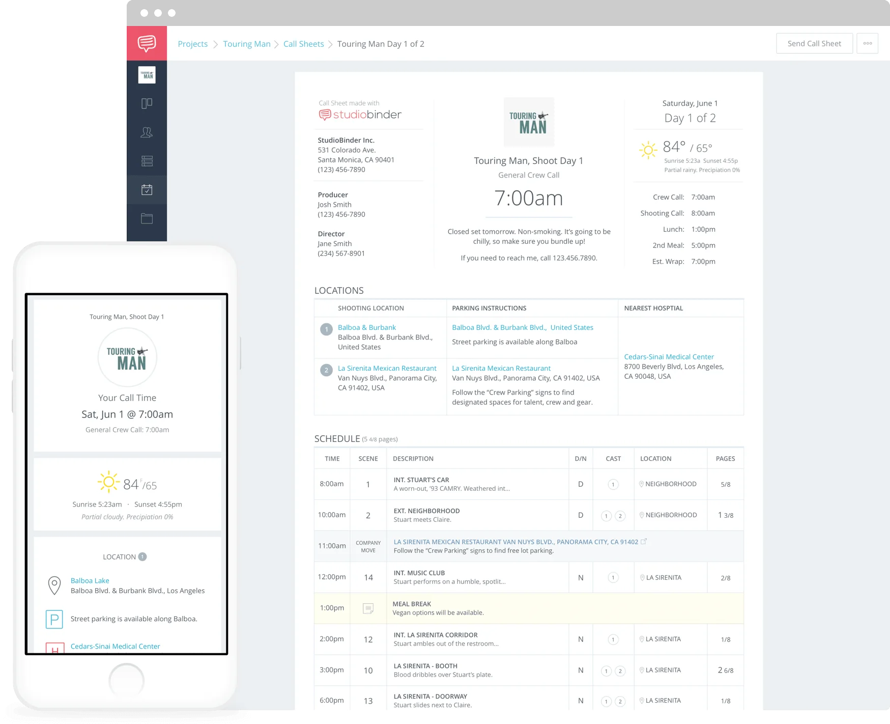 StudioBinder Call Sheet Template and Software - Create call sheets online